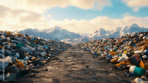 Pollution and Waste in Beautiful Mountain Landscape