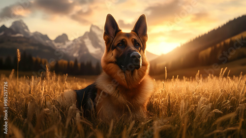 German Shepherd Dog in Gold...