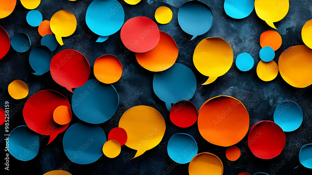 Colorful Paper Speech Bubbles Abstract Background Colorful Paper Speech Bubbles Abstract Background