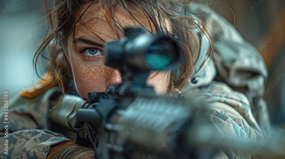 A highly realistic image of a person engaged in Soldiers – Shooting practice in a training range The scene is well-lit, with natural light highlighting the details. The background is slightly A highly realistic image of a person engaged in Soldiers – Shooting practice in a training range The scene is well-lit, with natural light highlighting the details. The background is slightly