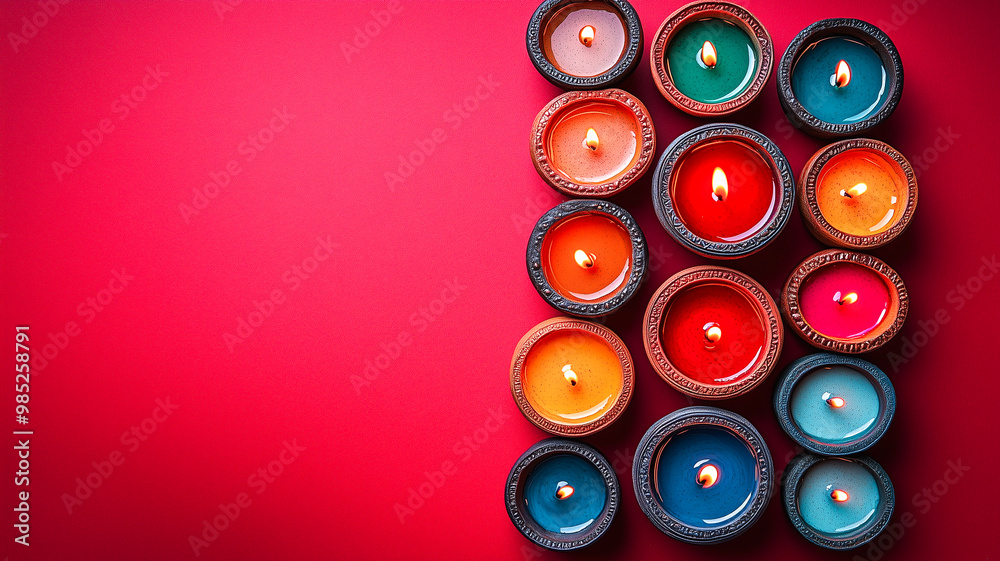 Clay Diya lamps lit during Diwali Clay Diya lamps lit during Diwali