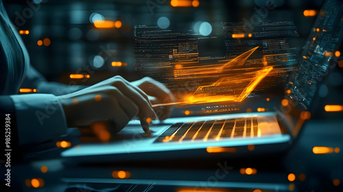Hands Typing on Laptop with...