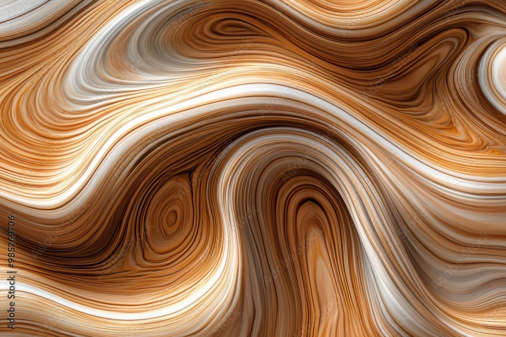 Abstract wavy pattern with natural wood grain textures and warm tones Abstract wavy pattern with natural wood grain textures and warm tones