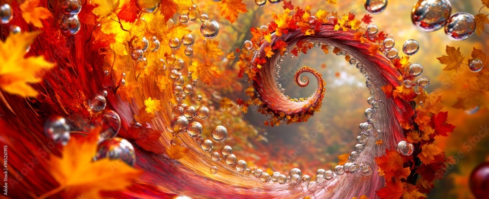 Autumn Spiral Wave with Leaf Bubbles Autumn Spiral Wave with Leaf Bubbles