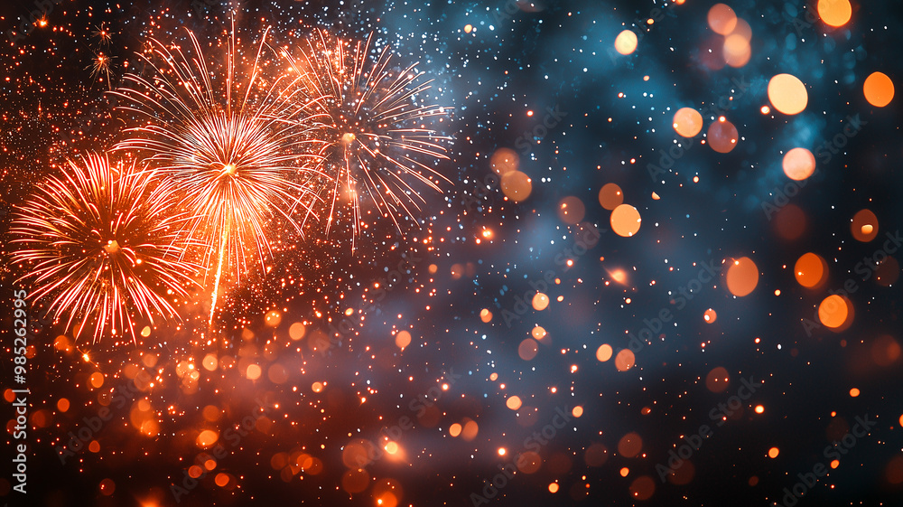 Obraz premium Outdoor Diwali celebration with colorful fireworks lighting up the night sky