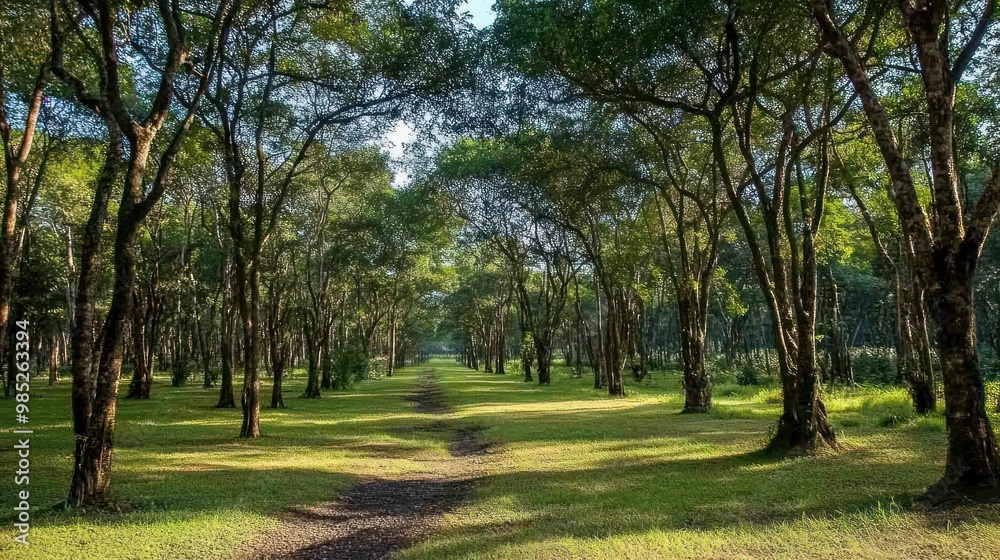 A serene pathway through a lush forest, inviting tranquility and nature exploration. A serene pathway through a lush forest, inviting tranquility and nature exploration.