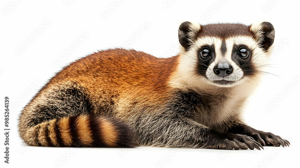 Fototapeta premium Cute Furry Animal with Striped Tail - Realistic Photograph