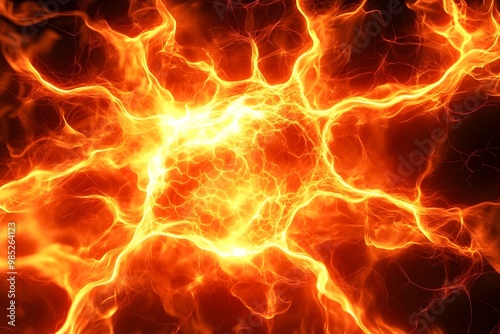 Fiery Digital Connections Forming Glowing Nodes in Abstract Composition