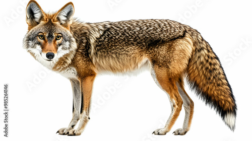 Coyote Standing on White Background Photo