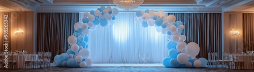 Event decoration arch backdrop with personalized signage, creating a memorable focal point