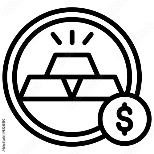 gold price icon illustration design with outline