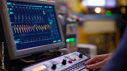 Electromyography (EMG) machine capturing muscle activity for nerve studies