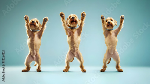 Three Dogs Standing on Hind...