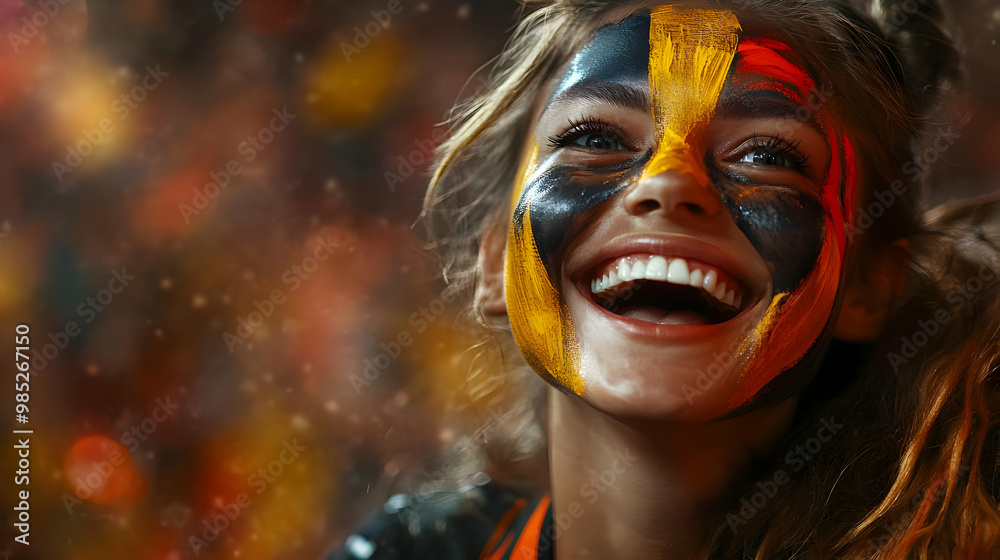 Cheerful Fan with Painted Face - Photo Cheerful Fan with Painted Face - Photo