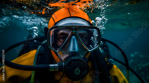 Underwater Diver with Yello...