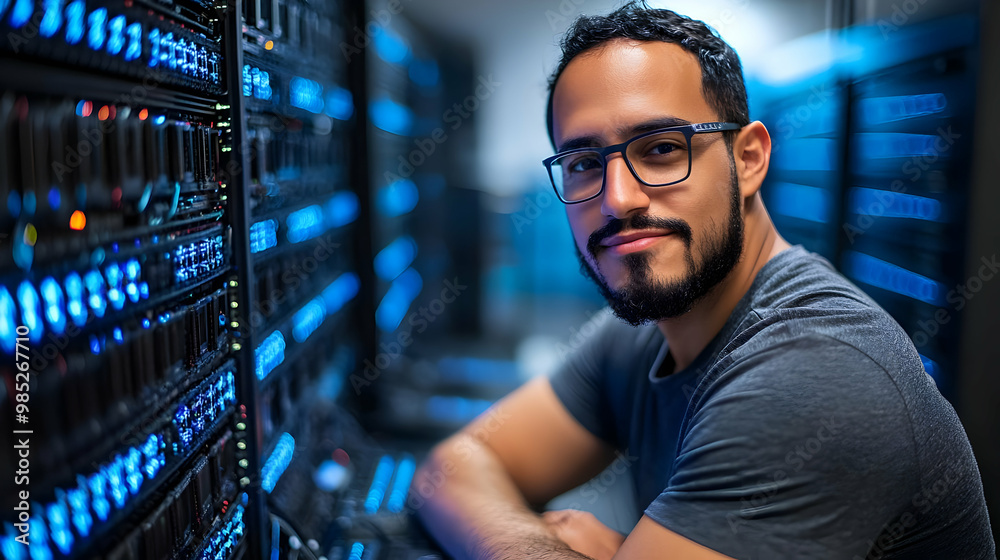 Server Room Technician Portrait - Realistic Image Server Room Technician Portrait - Realistic Image