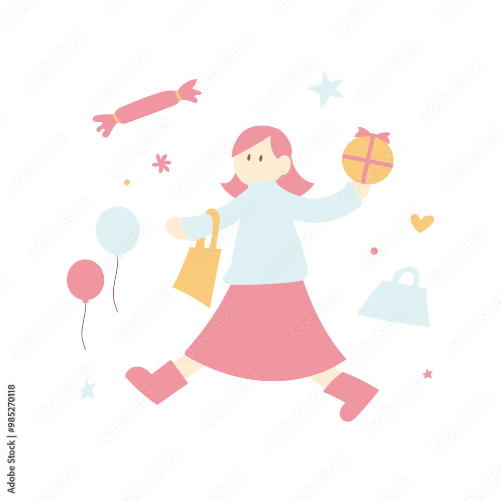 ショッピングと楽しむ人のイラスト ショッピングと楽しむ人のイラスト