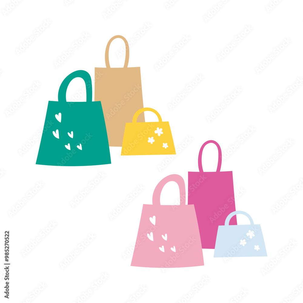 ショッピング 買い物袋 イラストセット ショッピング 買い物袋 イラストセット