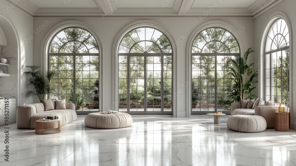 Spacious, modern living room with large windows and natural light. Spacious, modern living room with large windows and natural light.