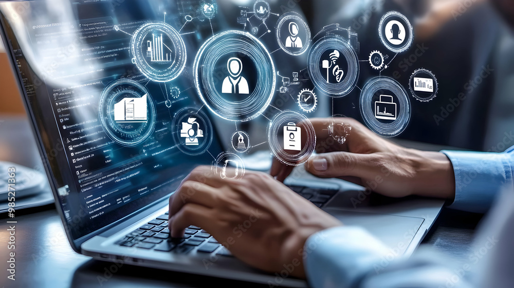 Digital Technology and Data Security Illustration Digital Technology and Data Security Illustration