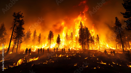 Forest Fire Night Photo