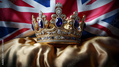 Gold Crown with Blue Gems o...