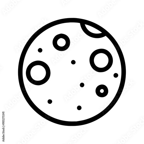 Moon illustration in minimalist style with dotted surface and craters, copy space