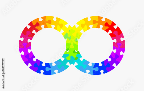 Infinity symbol colorful puzzle design. Vector isolated on white background.