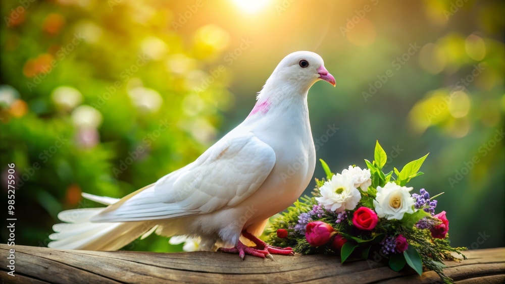 An elegant white dove symbolizes love and peace, making it an ideal addition for wedding celebrations and decorations, An elegant white dove symbolizes love and peace, making it an ideal addition for wedding celebrations and decorations,