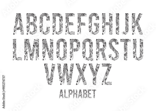 Modern new alphabet font consisting of braids and lines