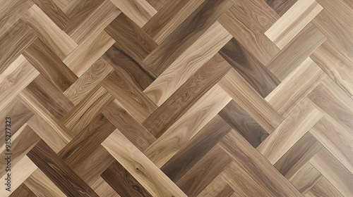 Brown Wooden Herringbone Fl...