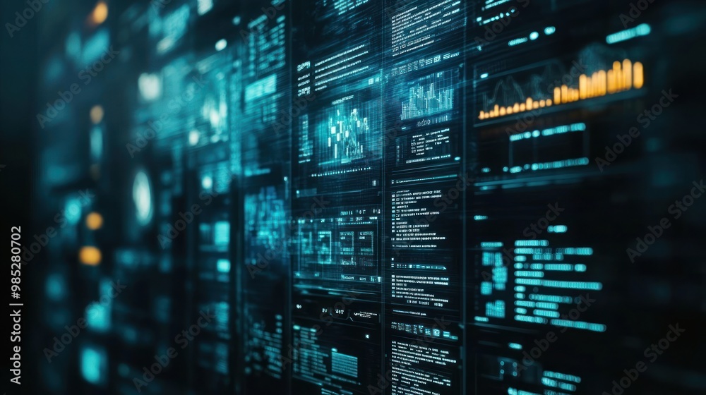 A digital interface displaying data analytics and visualizations. A digital interface displaying data analytics and visualizations.