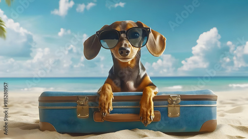 Dog Wearing Sunglasses In A...