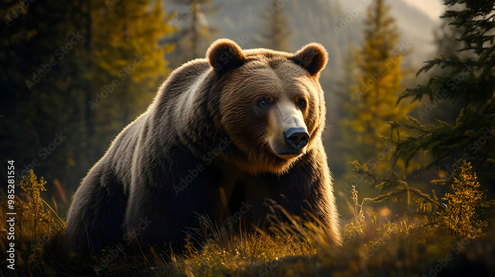 Brown Bear in Forest - Realistic Photo Brown Bear in Forest - Realistic Photo