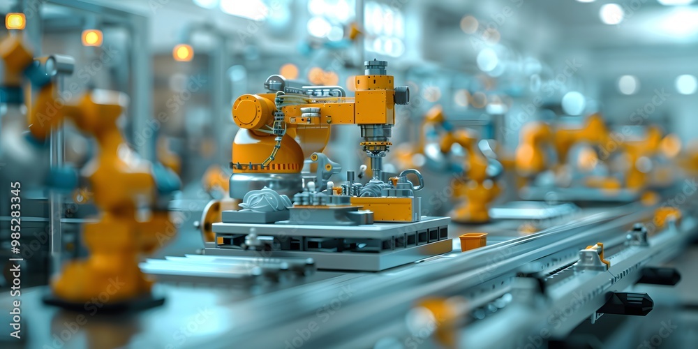Manufacturing plant with machinery and workers. Manufacturing plant with machinery and workers.