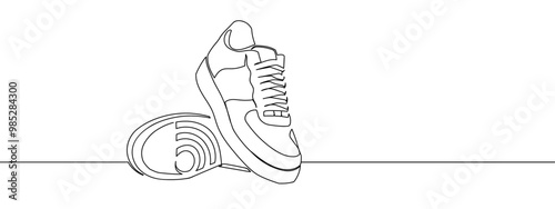 sneakers line art vector illustration with transparent background editable stroke.