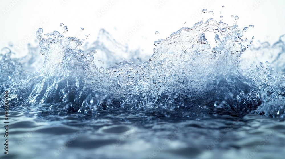 Close-up of splashing water creating dynamic waves and droplets. Close-up of splashing water creating dynamic waves and droplets.
