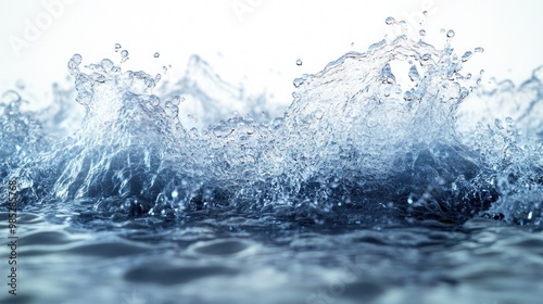 Close-up of splashing water creating dynamic waves and droplets.