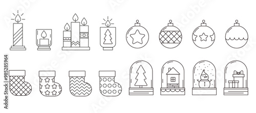 Icons about Christmas. Contains such icons as christmas sock, house, snow globe, Christmas tree toy, snowman, Christmas tree, wish list, decoration, and gifts.