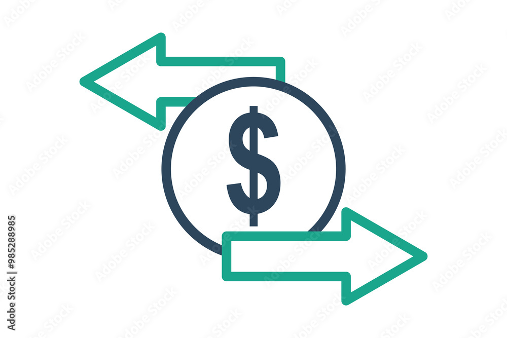 Transfer icon. line icon style. money with arrow. icon related to bill and payment. business elements vector illustration Transfer icon. line icon style. money with arrow. icon related to bill and payment. business elements vector illustration