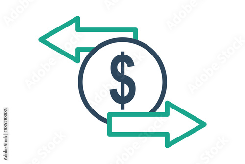 Transfer icon. line icon style. money with arrow. icon related to bill and payment. business elements vector illustration