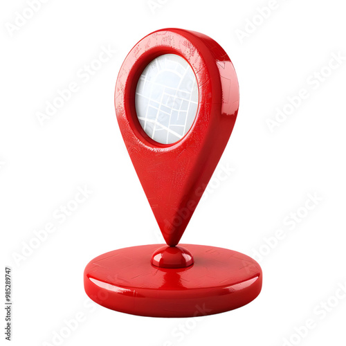 3D Location Pin Marker with Glossy Red Finish for Navigation and Maps, Icon for GPS, Location Tracking, and Positioning Generated AI