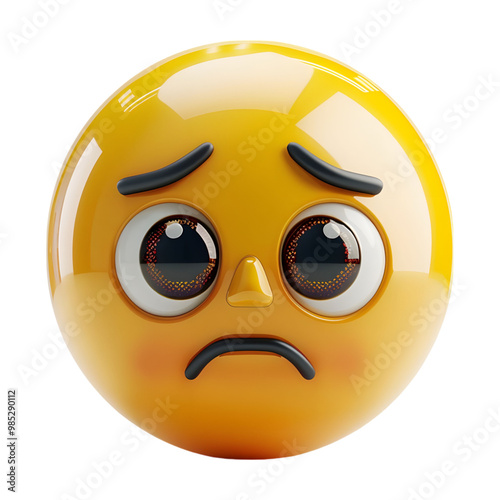 Sad Emoji 3D Icon with Drooping Expression, Ideal for Depicting Sadness, Disappointment, or Sympathy in Digital Communication Generated AI