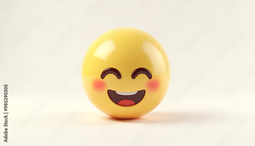 Fototapeta premium Cute emoticon happy 2 face 3D