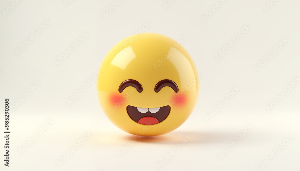 Cute emoticon happy 3 face 3D Cute emoticon happy 3 face 3D