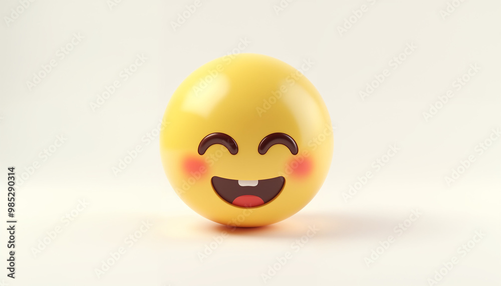 Fototapeta premium Cute emoticon happy 3D