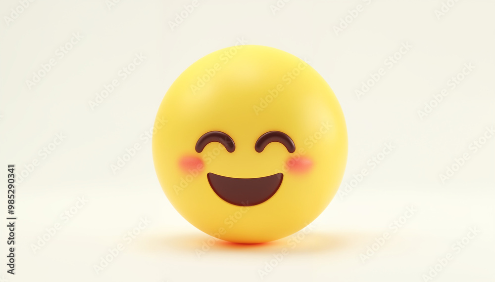 Fototapeta premium Cute emoticon happy 6 face 3D