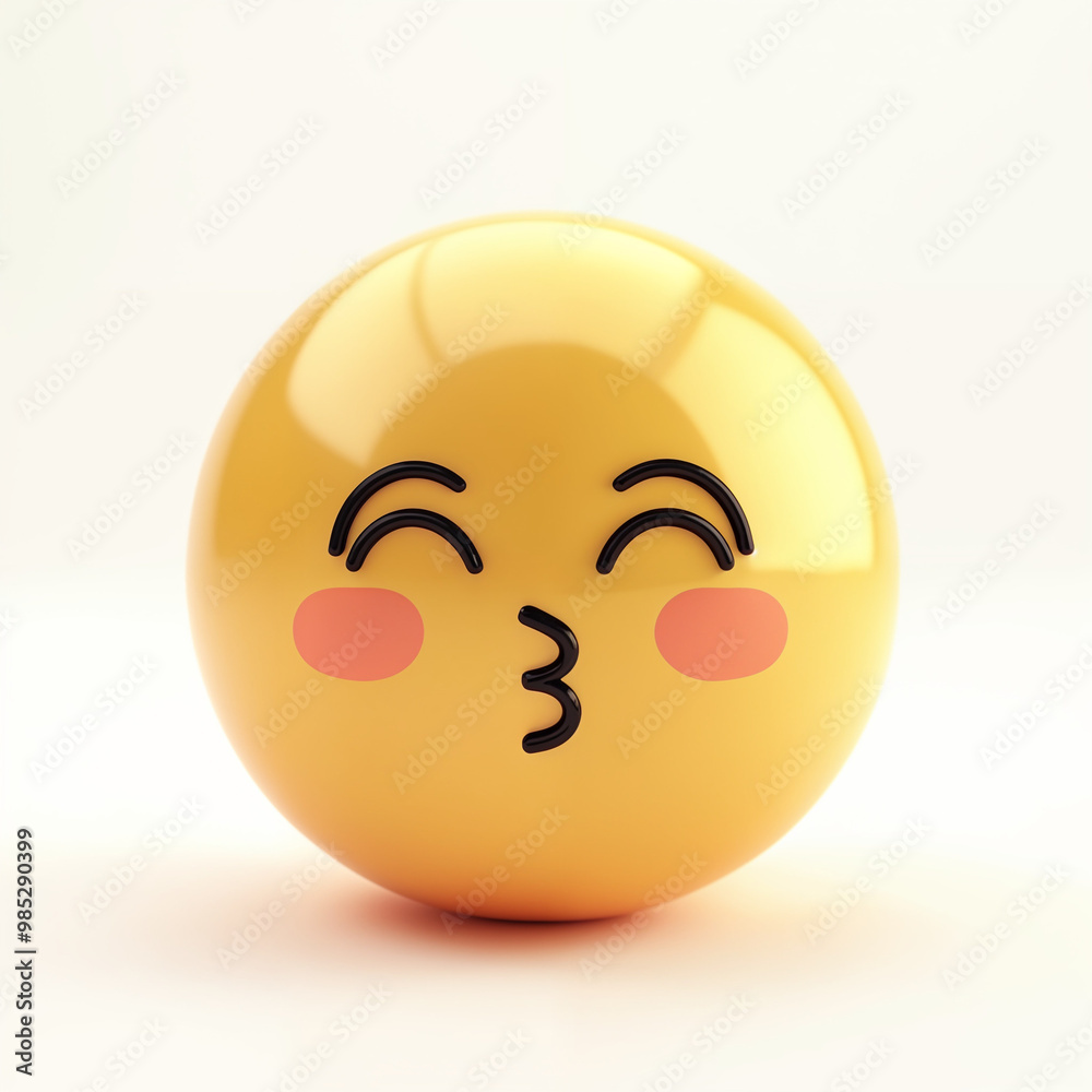 Fototapeta premium Cute emoticon kissing face 3D