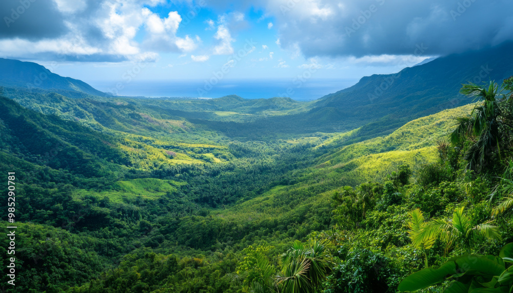 Fototapeta premium Puerto Rico, Puerto Rico Island Landscape, Tropical Vacation Getaway, Caribbean Island