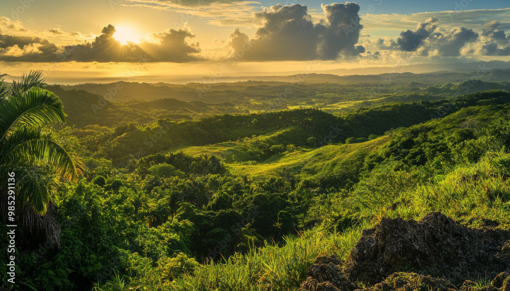 Fototapeta premium Puerto Rico, Puerto Rico Island Landscape, Tropical Vacation Getaway, Caribbean Island